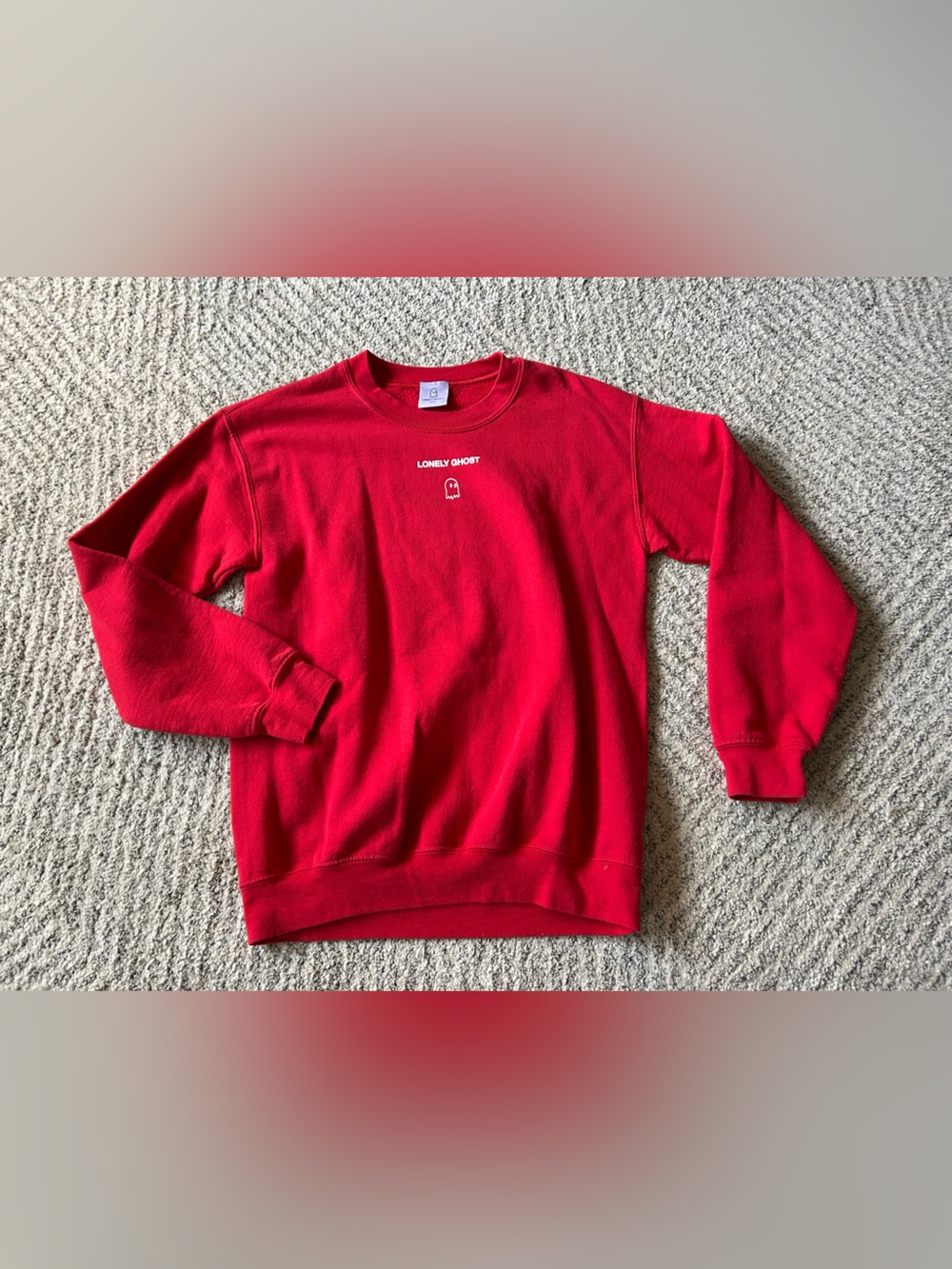 LONELY GHOST Text Me When You Get Home Red Crewneck